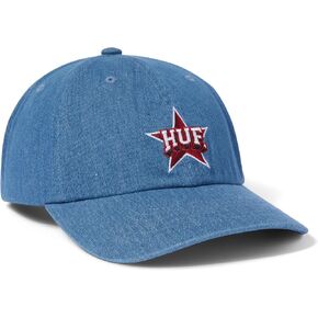 HUF All Star 6 Panel Curved Visor Hat, Black, One Size
