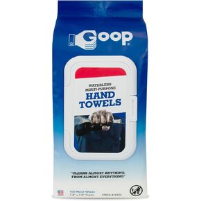 GOOP Pre-Moistened Towels for Quick Cleanups, 8x8 inches, Flip-Top Lid, 100 moist wipes