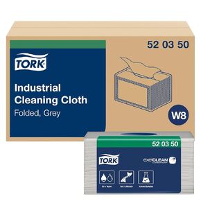 Tork Folded Industrial Cleaning Cloth Gray W8, Soft and Flexible, 8 x 55 Sheets, 520350
