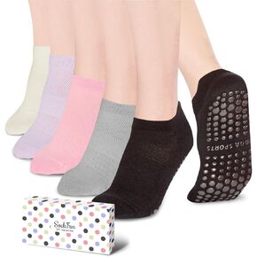Non Slip Pilates Socks For Women - Grip Socks Cute Yoga Socks With Grips, Pilates Gripper Socks For Women
