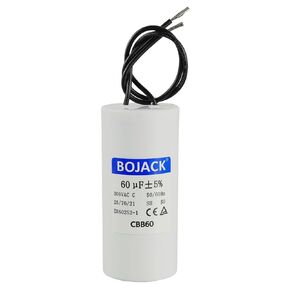 BOJACK Run Capacitor 60 uF 300V AC 60 MFD CBB60 2 Wire 50/60Hz Cylinder Motor Run Capacitor for Motor Blower air Compressor and air Conditioner Compressor Replacement Part