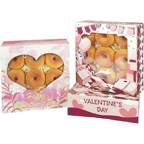 qiqee Valentine Auto-pop up Cookie Boxes with Window 30packs 8x8x2.5 Inch Bakery Box Pastry Box for Valentine