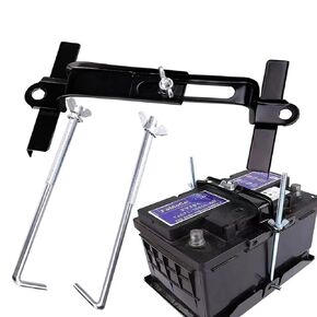 Premium Adjustable Battery Hold Down, Universal Crossbar Battery Hold Down Kit, Universal Adjustable Battery Crossbar with J-Shaped Stabilizing Hook Kit (Bolt Length 11inches / 27cm)