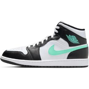 Jordan Nike Air 1 Mid Men's Shoes White/Green Glow-Black DQ8426 103 - Size 11.5