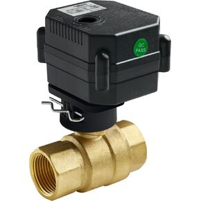 Electric Motorized Ball Valve- Brass Electrical Ball Valve with Full Port, 9-24V AC/DC and 3 Wire 2 Point Control Setup (1‘’)