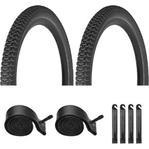 Bike Tires 12.5"/14"/16"/18"/20"x2.125" for Kids Bike, 2PCS Folding Replacement Bike Tire and 2PCS Bike Tubes 12.5/14/16/18/20 x 1.75-2.125 Inch Fits Most Kids Bikes, with 4PCS Tire Levers,White/Black