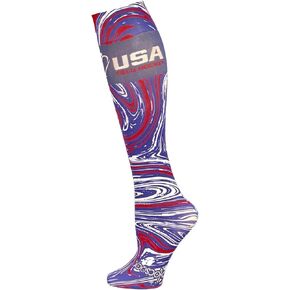 Hocsocx Team USA Swirls Socks Performance Liner Moisture-Wicking Protection for Field Hockey, Ice Hockey, and Soccer