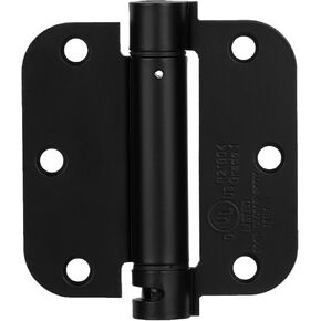 Self-Closing Door Hinge, 3.5 Inch x 3.5 Inch, 1 Pack, Rounded 5/8 Radius Corners, Spring Loaded Hinge Adjustable Tension for Residential/Commercial Standard Interior Doors, Matte Black