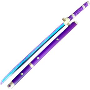 damdos Halloween Prop 40" Katana Weapon Cosplay Sword Roronoa Zoro PU Rubber Samurai Swords Birthdays Gifts (Purple Ghost)