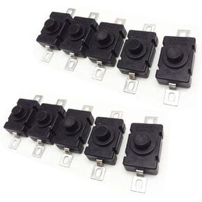 AKOAK 10 Pack 1.5A 250V AC Self Lock SPST Push Button Switch for Torch Flashlight