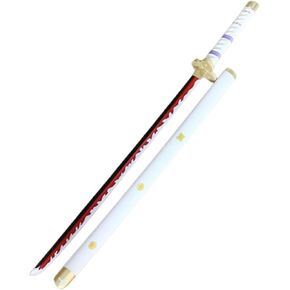 damdos Halloween Prop 40" Katana Weapon Cosplay Sword Roronoa Zoro PU Rubber Samurai Swords Birthdays Gifts (White Yama Demon)