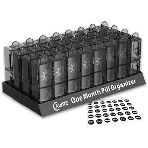 Monthly Pill Organizer 2 Times a Day, CAidRE 30 Day Pill Organizer AM PM, One Month Pill Boxes and Organizer, 31 Day Pill Organizer with Weekly Pill Holder for Fish Oil, Vitamins, Supplements, Black