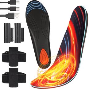 Heated Insoles, Heated Insoles Rechargeable, Foot Warmers with 3 Heating Levels, for Men and Women, Skiing, Hunting, Hiking, Camping, Outdoor Winter Use, Washable and Trimmable