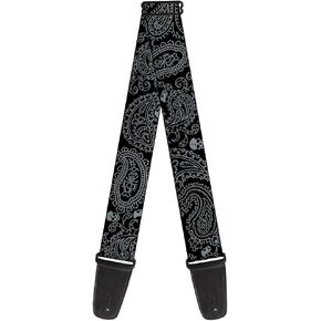Buckle-Down Guitar Strap Bandana Skulls Black Silver 2 Inches Wide (GS-W32818)
