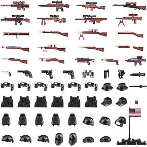 83 Pcs Weapons Pack Military, Toy Soldiers Figures US Army Battle Toy Set, Weapon Battle Building Blocks Compatible with Major Brand, 3 Years Old and up