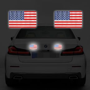 Magnet Reflective American Flag USA Patriotic Stickers 2 Pack for Car Truck, No Adhesive and High Brightness, Warning Safety Magnetic Reflective Sheeting