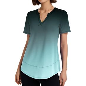 TCOT Women's Short Sleeve Workout Tops Loose Fit Athletic Tees V Neck Running Shirts Yoga Tee Gym Shirts