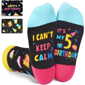 HAPPYPOP 7th Birthday Gifts for 7 Year Old Girls Boys, Gifts for Boys Girls Age 7, Crazy Silly Funny Socks for Kids, Kids Novelty Socks