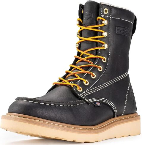SUREWAY Mens 8 in Wedge Moc Soft/Steel Toe Work Boots for Men,Full-Grain Leather,Goodyear Welt,EH,Safety Industrial Construction Boots/Shoes for Women,Waterproof Soft Toe Light Brown,Size 12 in Saudi Arabia