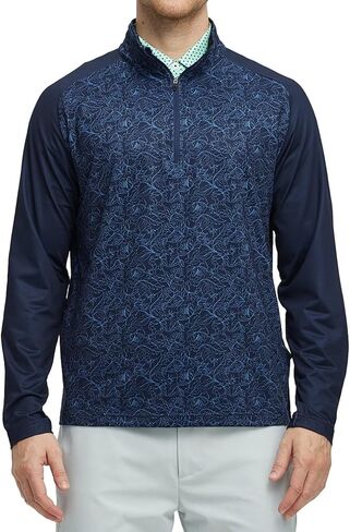 Rouen Quarter Zip Pullover Men Lightweight Dry Fit Athletic Mock Neck Midlayer Print Golf 1/4 Zip Pullover Mens Sweatshirts in Saudi Arabia