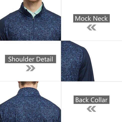 Rouen Quarter Zip Pullover Men Lightweight Dry Fit Athletic Mock Neck Midlayer Print Golf 1/4 Zip Pullover Mens Sweatshirts in Saudi Arabia