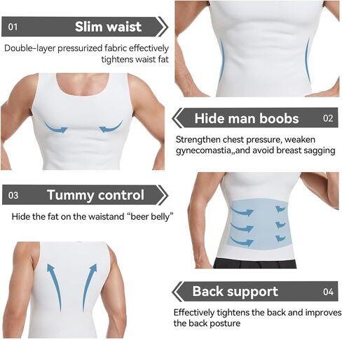 Men's Gynecomastia Compression Tank Top Shirts Slimming Body Shaper Vest Mens Workout Undershirt Shapewear in Saudi Arabia