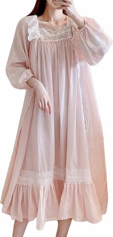 Women's Vintage Nightgown with Robe 2 Pcs Cotton Victorian Sleepwear Sexy Slip Dress Robe Set in Saudi Arabia