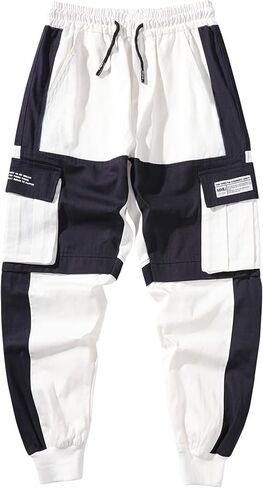 Men's Jogger Pants Punk Cargo Baggy Techwear Hip Hop Harem Pants Streetwear Tactical Track Pants Black White in Kuwait