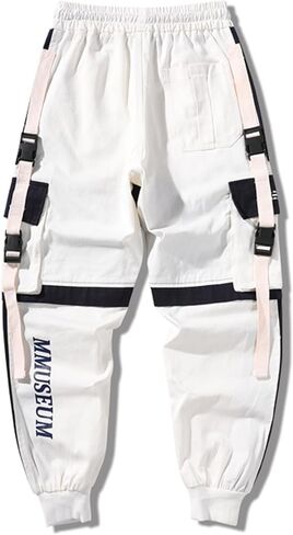 Men's Jogger Pants Punk Cargo Baggy Techwear Hip Hop Harem Pants Streetwear Tactical Track Pants Black White in Kuwait