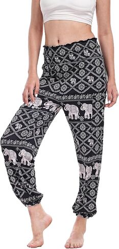 Women’s Boho Pants, High Waist Harem Yoga Trousers Bohemian Casual Clothes with Pockets in Saudi Arabia