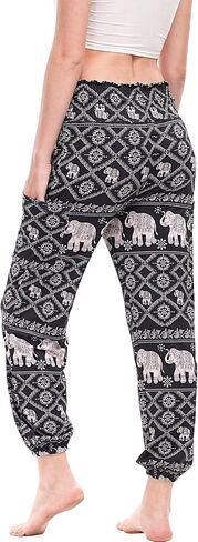 Women’s Boho Pants, High Waist Harem Yoga Trousers Bohemian Casual Clothes with Pockets in Saudi Arabia