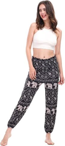Women’s Boho Pants, High Waist Harem Yoga Trousers Bohemian Casual Clothes with Pockets in Saudi Arabia