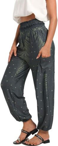 Women’s Boho Pants, High Waist Harem Yoga Trousers Bohemian Casual Clothes with Pockets in Saudi Arabia
