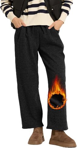 Alexis Leroy Women's Fleece Lined Sweatpants Wide Leg Pants with Pockets Winter Warm Athletic Lounge Casual in Saudi Arabia