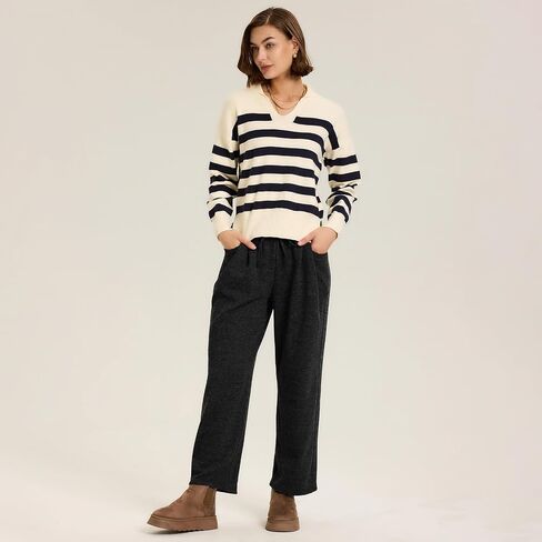 Alexis Leroy Women's Fleece Lined Sweatpants Wide Leg Pants with Pockets Winter Warm Athletic Lounge Casual in Saudi Arabia