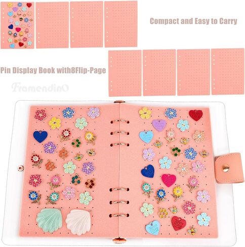 Framendino, 8 Pages Enamel Pin Display Book Collection for Collectors Pins Travel Pink in Saudi Arabia