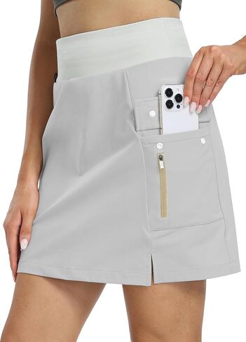 Hiverlay Women's Skorts Skirts Hiking Cargo Skirt with Biker Shorts Zip Pockets Outdoor Hiking Athletic Tennis in Kuwait