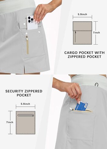 Hiverlay Women's Skorts Skirts Hiking Cargo Skirt with Biker Shorts Zip Pockets Outdoor Hiking Athletic Tennis in Kuwait