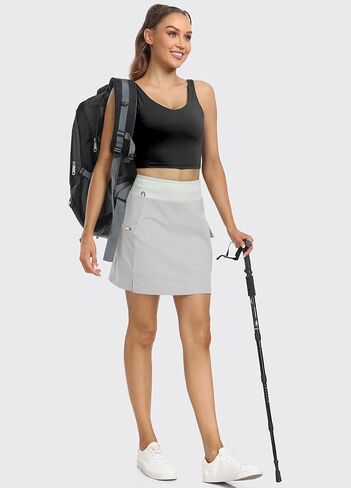 Hiverlay Women's Skorts Skirts Hiking Cargo Skirt with Biker Shorts Zip Pockets Outdoor Hiking Athletic Tennis in Kuwait