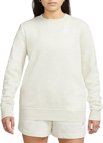 Nike Sportswear Club Fleece Women's Crew-Disterp (Oatmeal Heather/White ، DQ5473-141) in Saudi Arabia