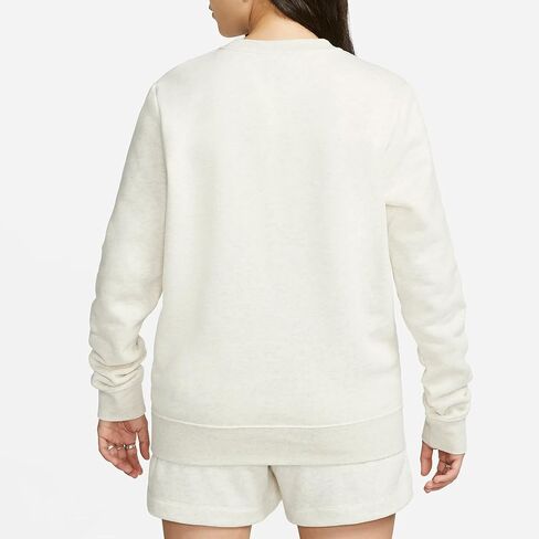 Nike Sportswear Club Fleece Women's Crew-Disterp (Oatmeal Heather/White ، DQ5473-141) in Saudi Arabia