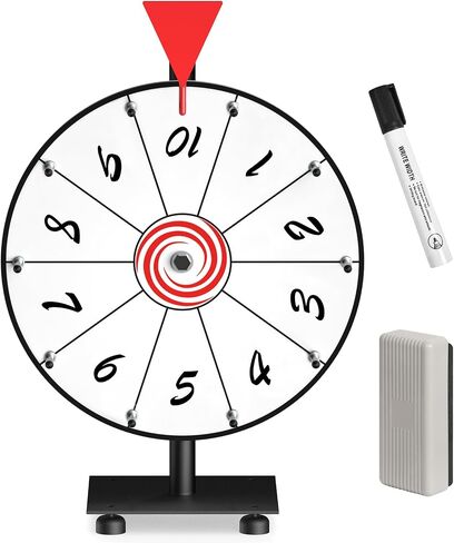 12 Inch 10 Slots Prize Wheel, Tabletop Spinning Wheel for Prizes, Prize Wheel Spinner with Stand with Dry Erase Marker and Eraser for Trade Show, Carnival and Home Parties in Saudi Arabia