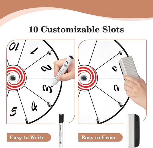 12 Inch 10 Slots Prize Wheel, Tabletop Spinning Wheel for Prizes, Prize Wheel Spinner with Stand with Dry Erase Marker and Eraser for Trade Show, Carnival and Home Parties in Saudi Arabia