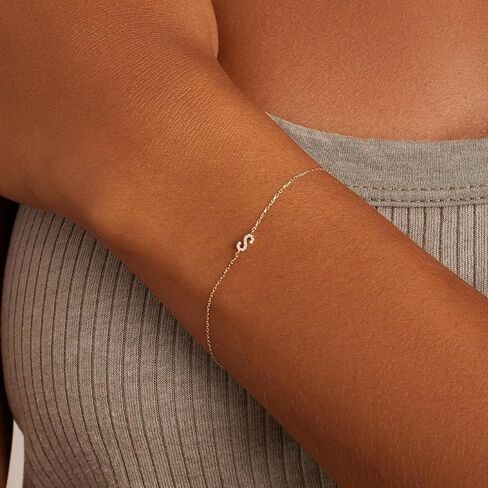 Gold Initial Bracelets for Women, Dainty 14K Gold Plated Letter Initial Bracelet for Women, Cute Layered Box Chain Gold Bracelets for Women Trendy Jewelry in Kuwait