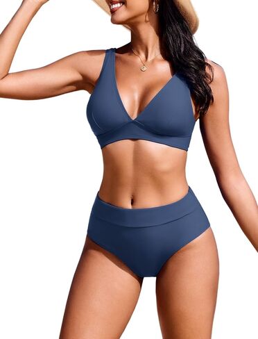 Ai'Mage bikini مجموعة للنساء من قطعتين من السباحة عالية الخصر 2025 V بدلة السباحة الرقبة الظهر أشرطة Swimmear S-XXL in Kuwait