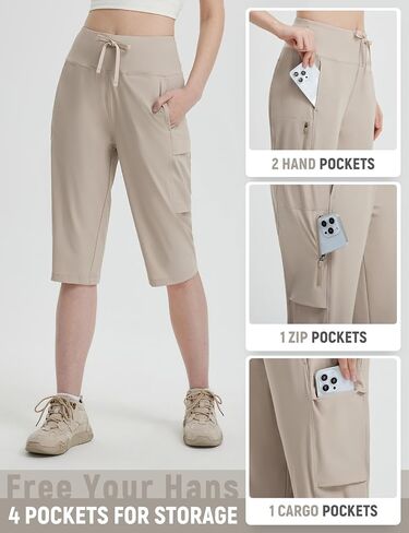 BALEAF 15'' Long Shorts for Women Hiking Knee Length Quick Dry Cargo Capri Pants Bermuda Stretchy Lightweight in Saudi Arabia