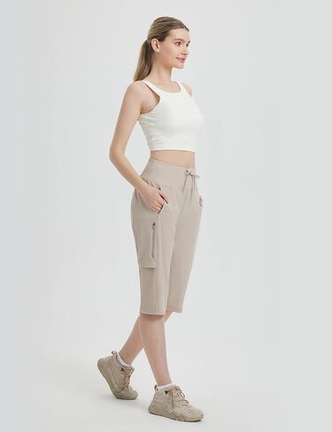 BALEAF 15'' Long Shorts for Women Hiking Knee Length Quick Dry Cargo Capri Pants Bermuda Stretchy Lightweight in Saudi Arabia