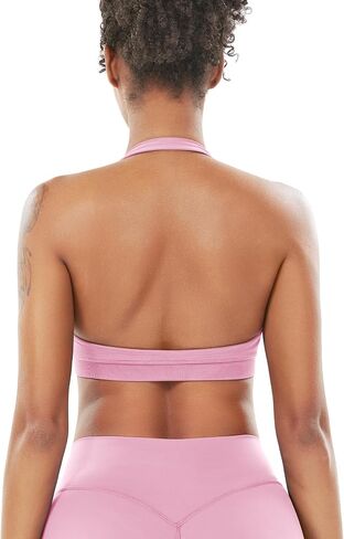 VOYJOY Women Workout Impact Bras Medium Low Support Halter Sports Bras Seamless Open Back Gym Padded Yoga Crop Top in Saudi Arabia