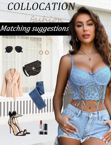 Avidlove Womens Lace Bralette Underwire Corset Tops Camisoles Bustier Crop Tops Y2k in Saudi Arabia