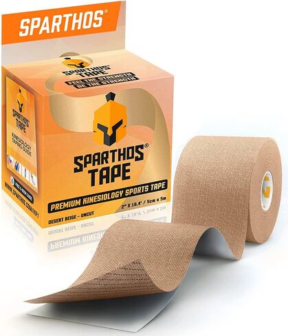 Sparthos Kinesiology Tape - دعم لا يصدق للرياضة الرياضية والانتعاش - دليل تسجيل علم الحركة المجاني! - لفة بعملة 2 بوصة × 16.4 قدم in Kuwait